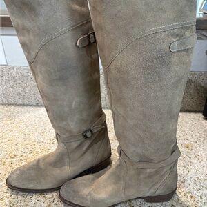 FRYE Taupe Suede Over-the-Knee Riding Boots